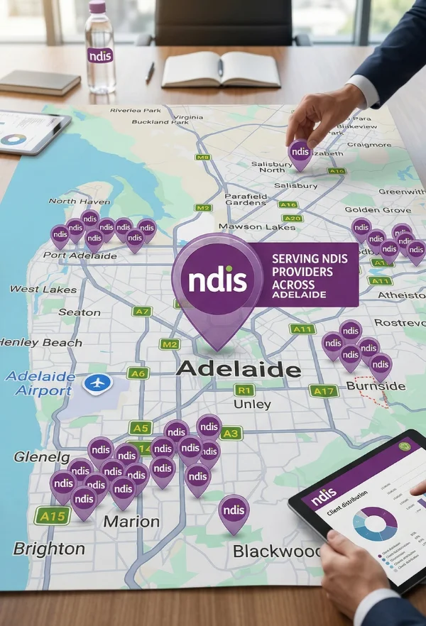 Adelaide NDIS website service areas map