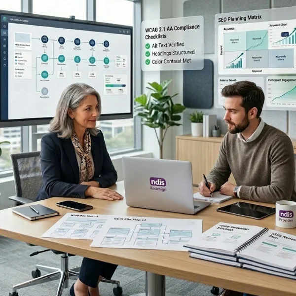 NDIS Provider Reviewing Website Redesign Strategy