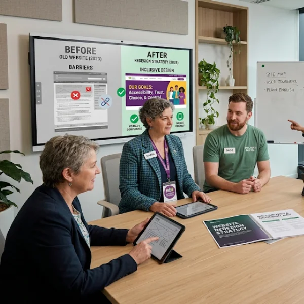 NDIS-provider-reviewing-disability-support-website-redesign-strategy