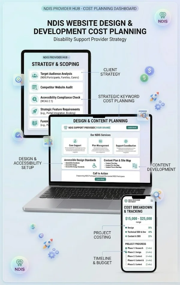 NDIS website design cost planning for disability support provider