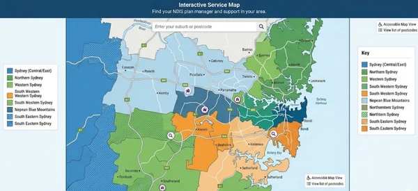 Sydney NDIS website service areas map