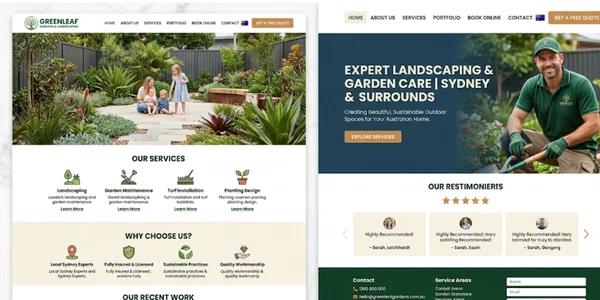 small business website design example for service-based business Australia