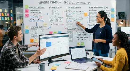 website redesign structure showing SEO optimisation performance and user experience improvements